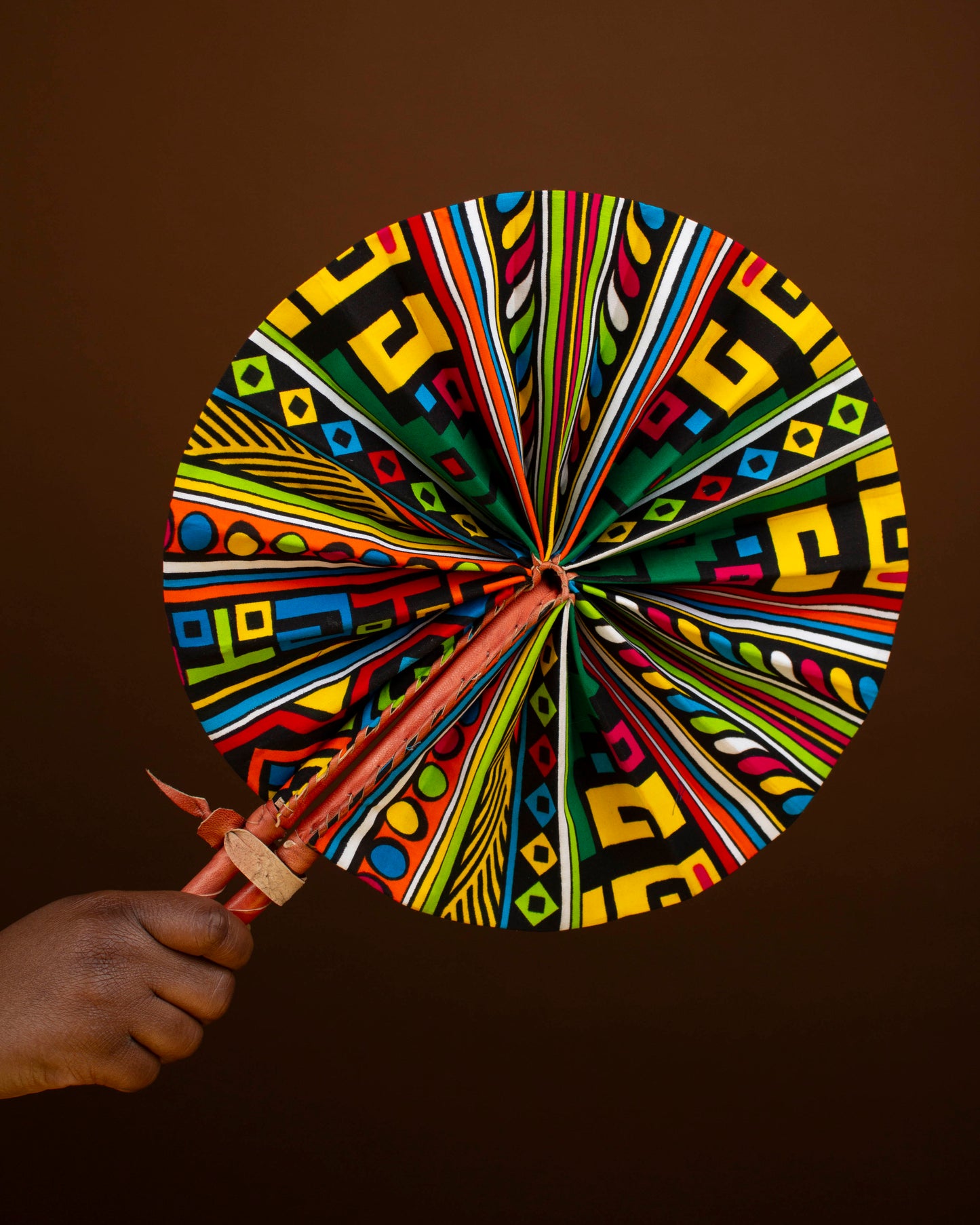 Sika African Print Leather Bound Fan