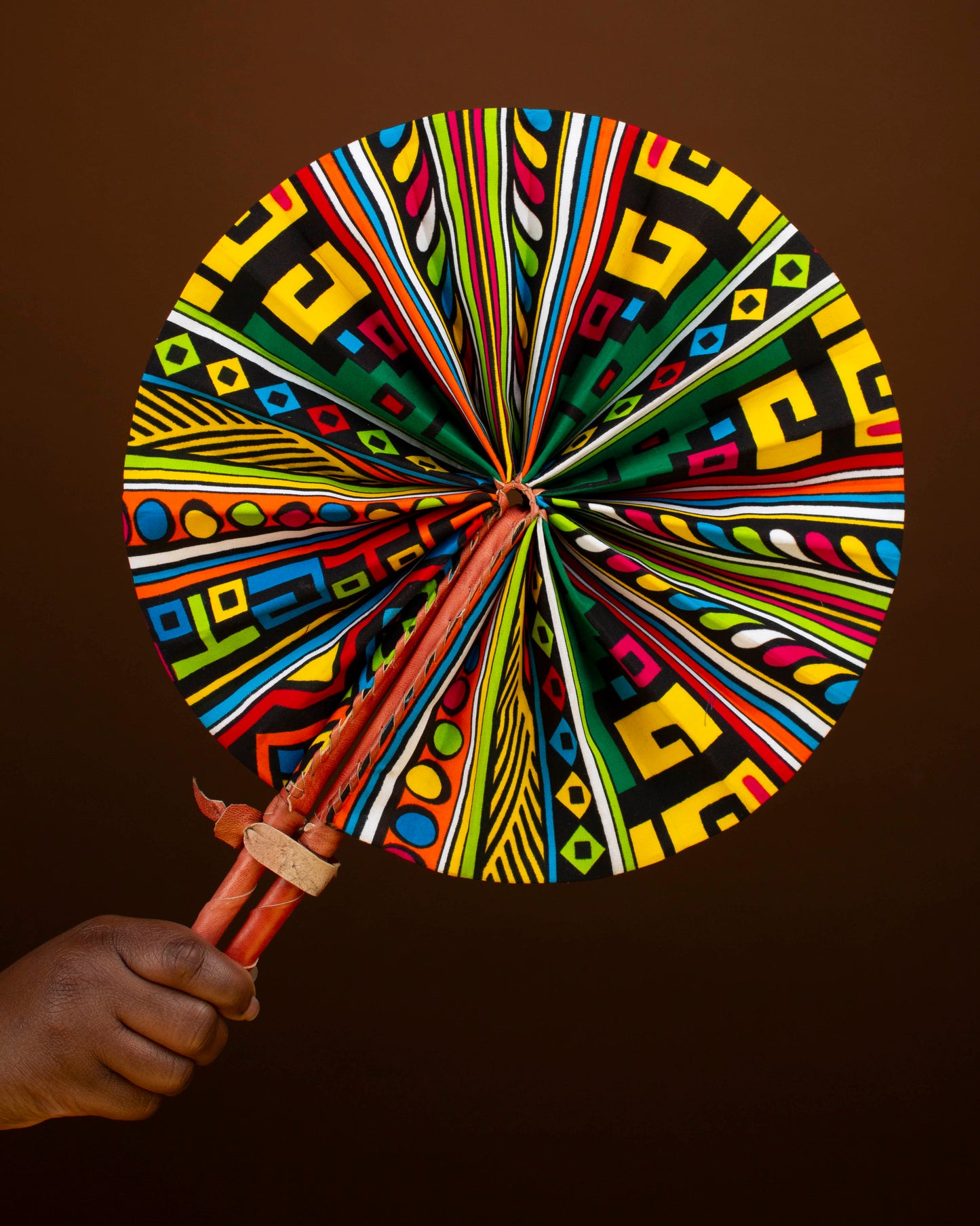 Sika African Print Leather Bound Fan