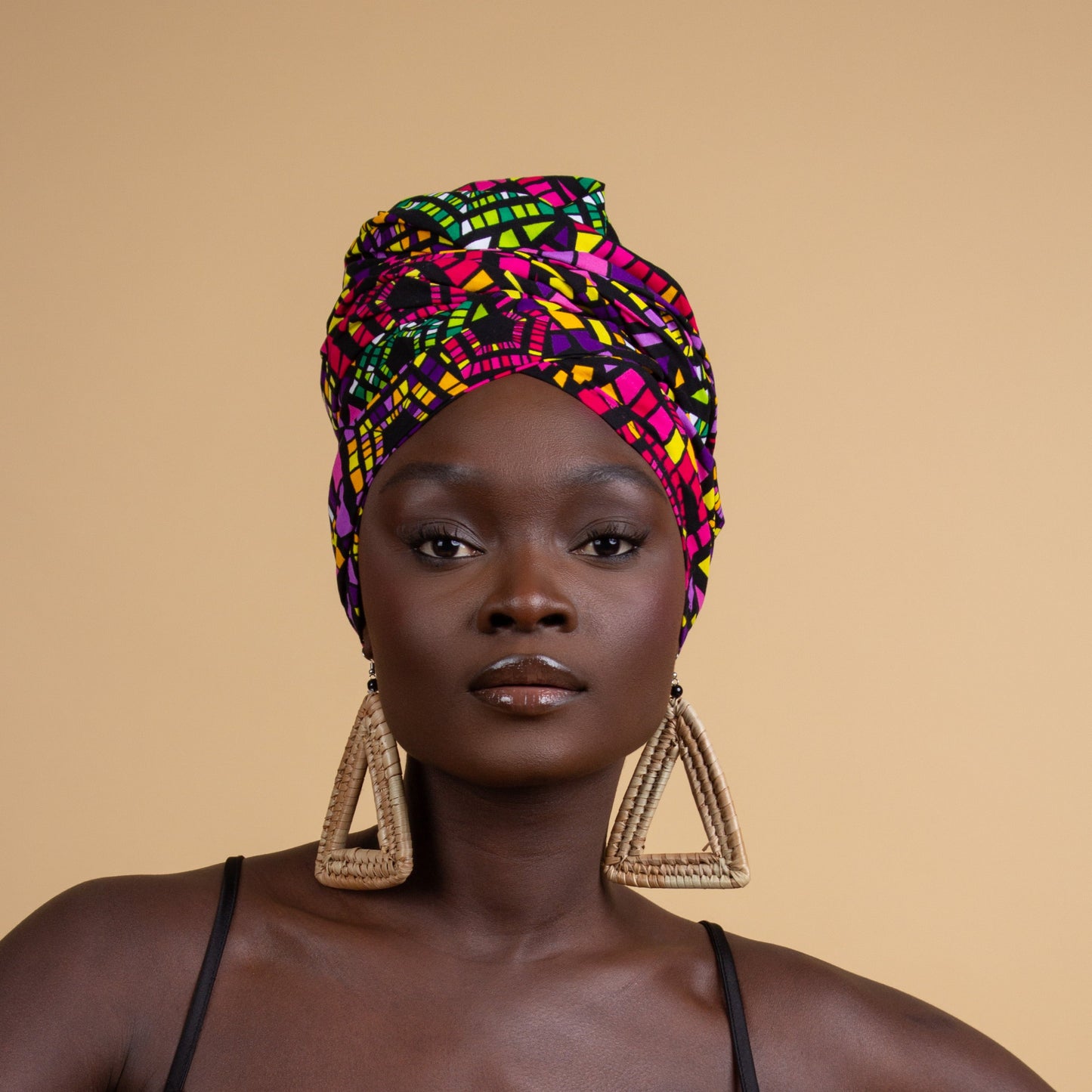 Cream Raffia Triangle Earrings