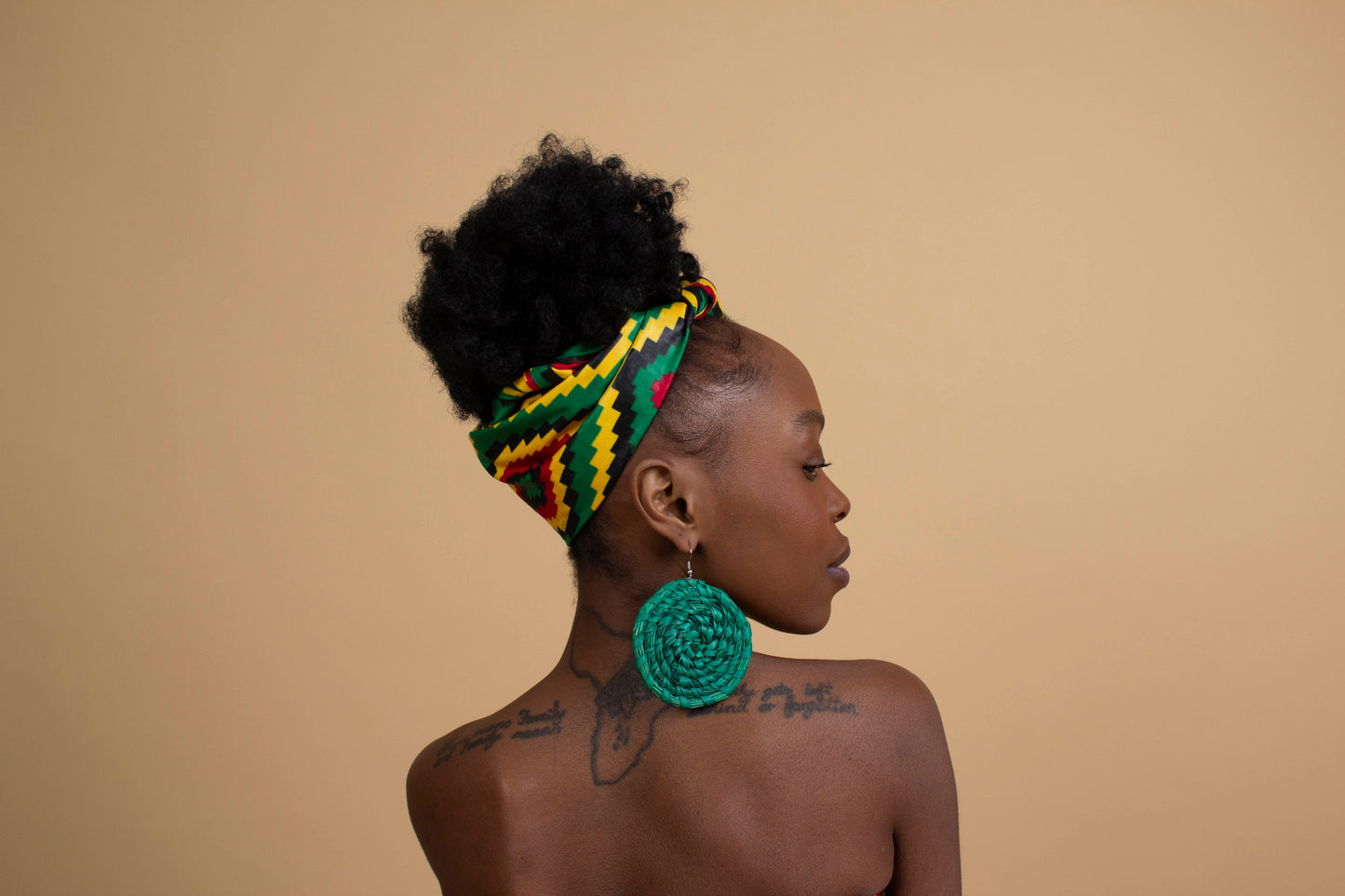 Green Raffia Circle Earrings