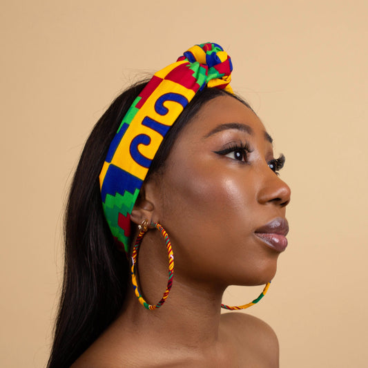 Adinkra Kente African Print Head Wrap