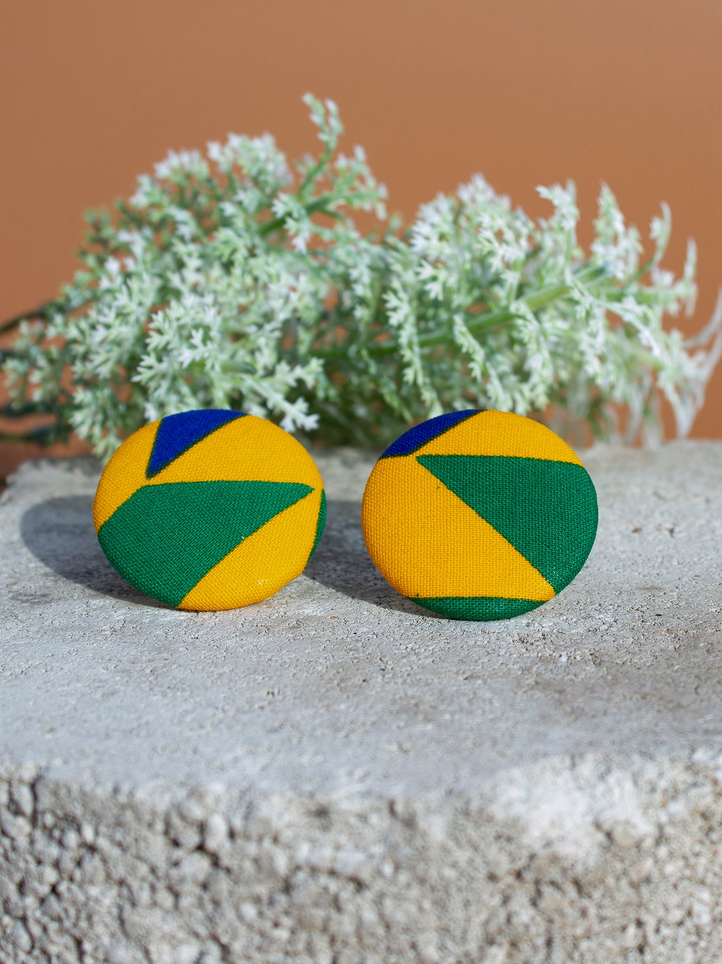 Kente Button Earrings