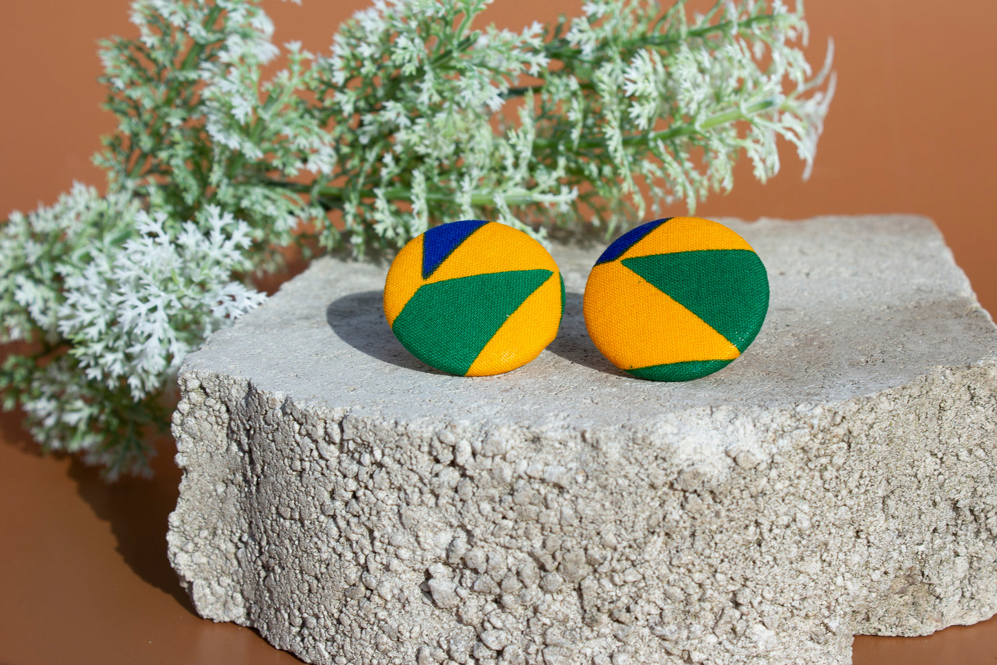 Kente Button Earrings