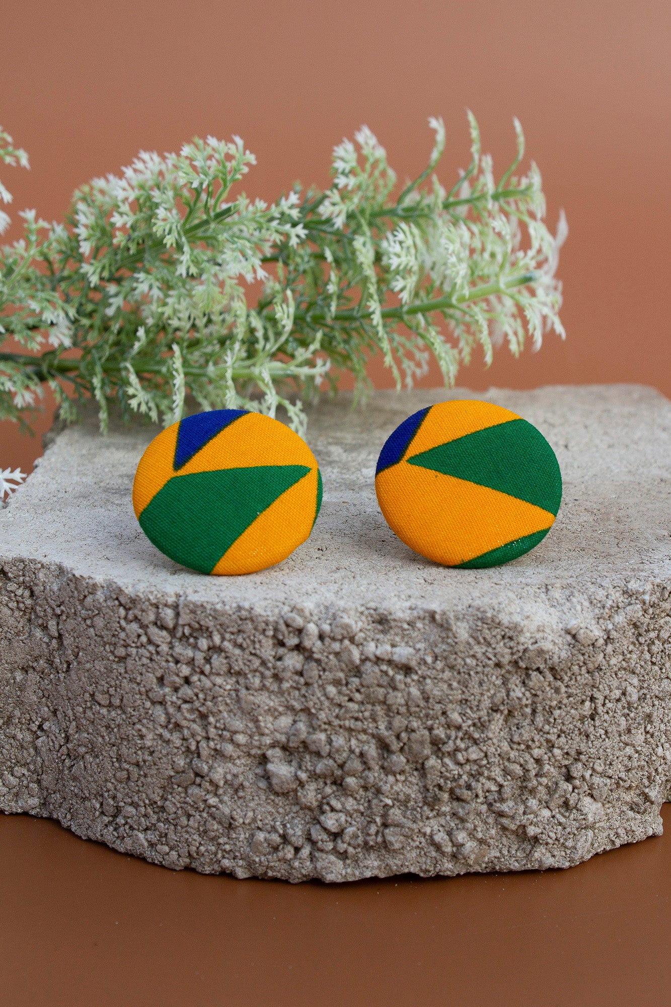 Kente Button Earrings