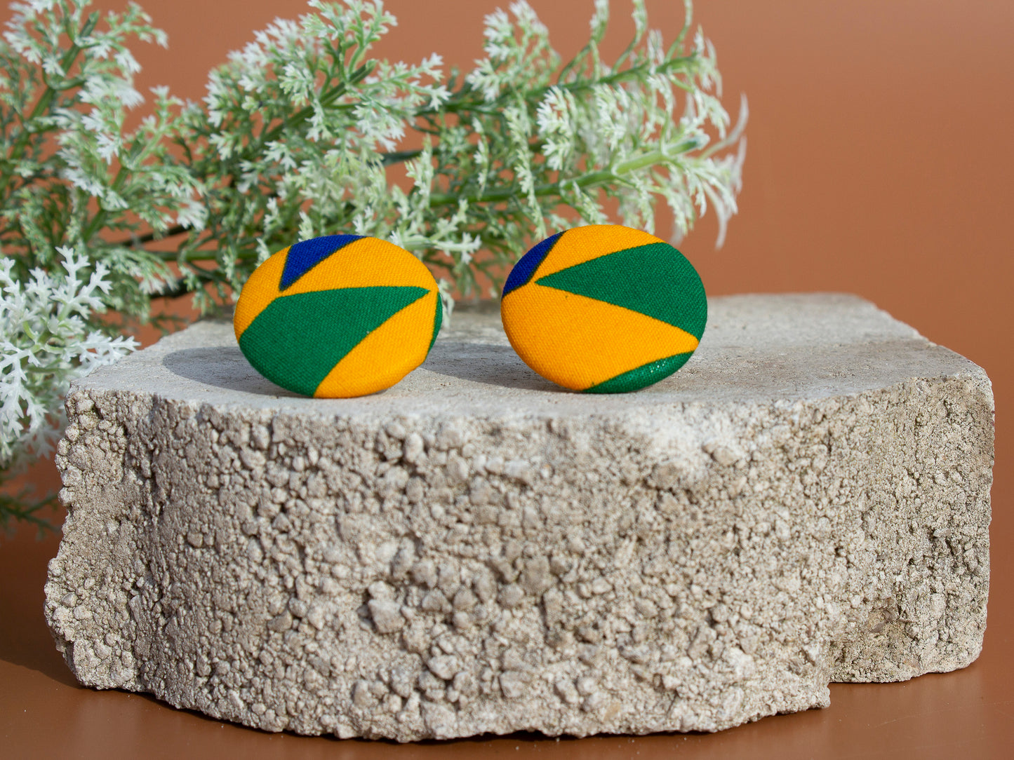 Kente Button Earrings