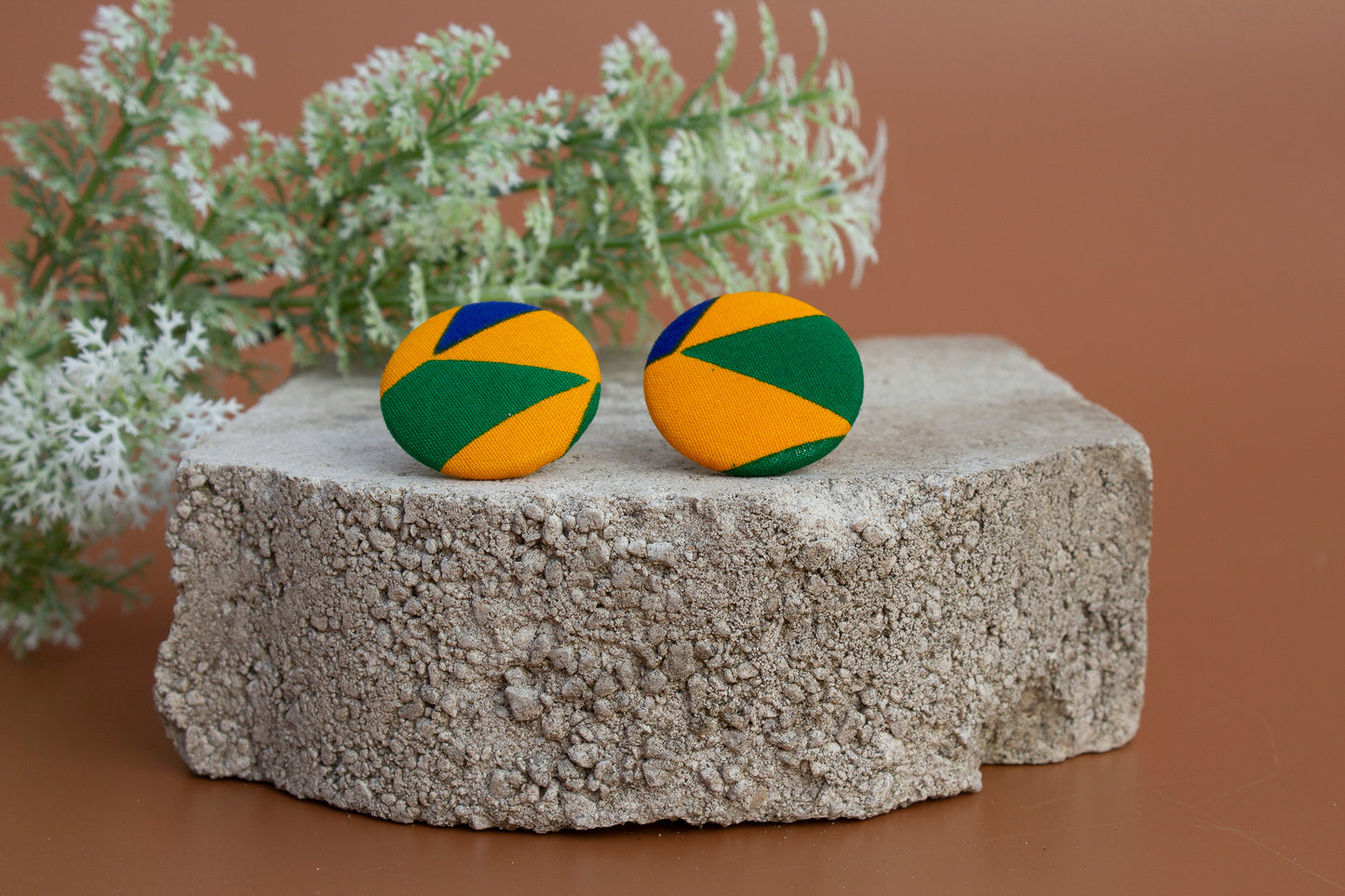 Kente Button Earrings