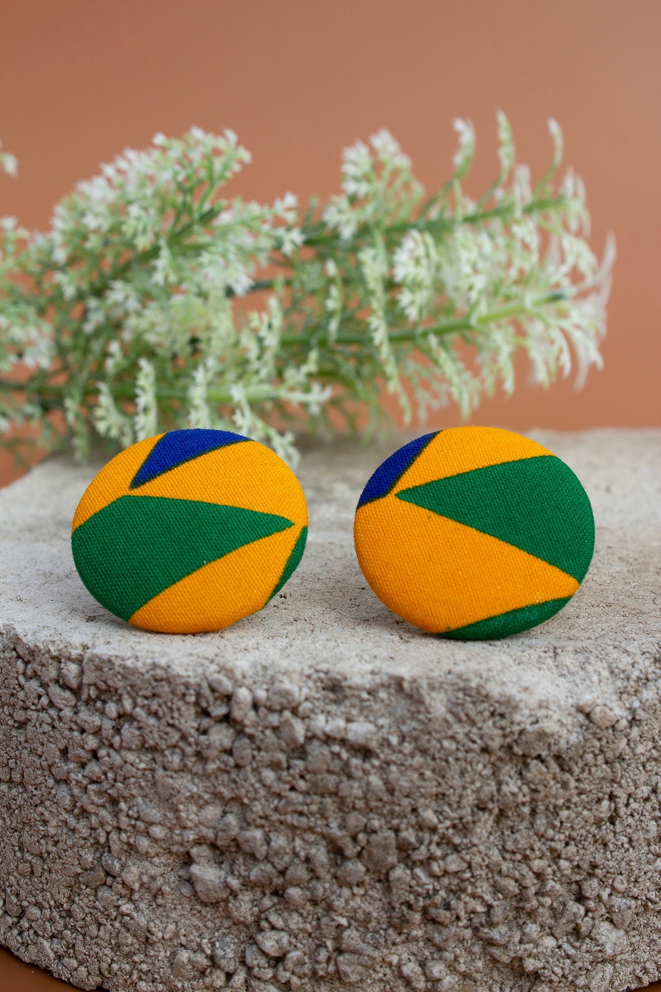 Kente Button Earrings
