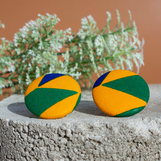 Kente Button Earrings