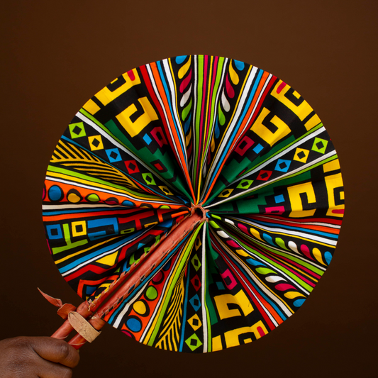 Sika African Print Leather Bound Fan