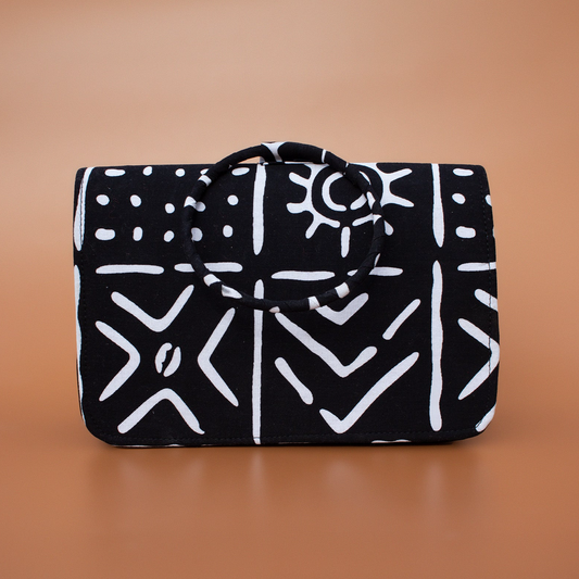 Monochrome African Print Ring Bag