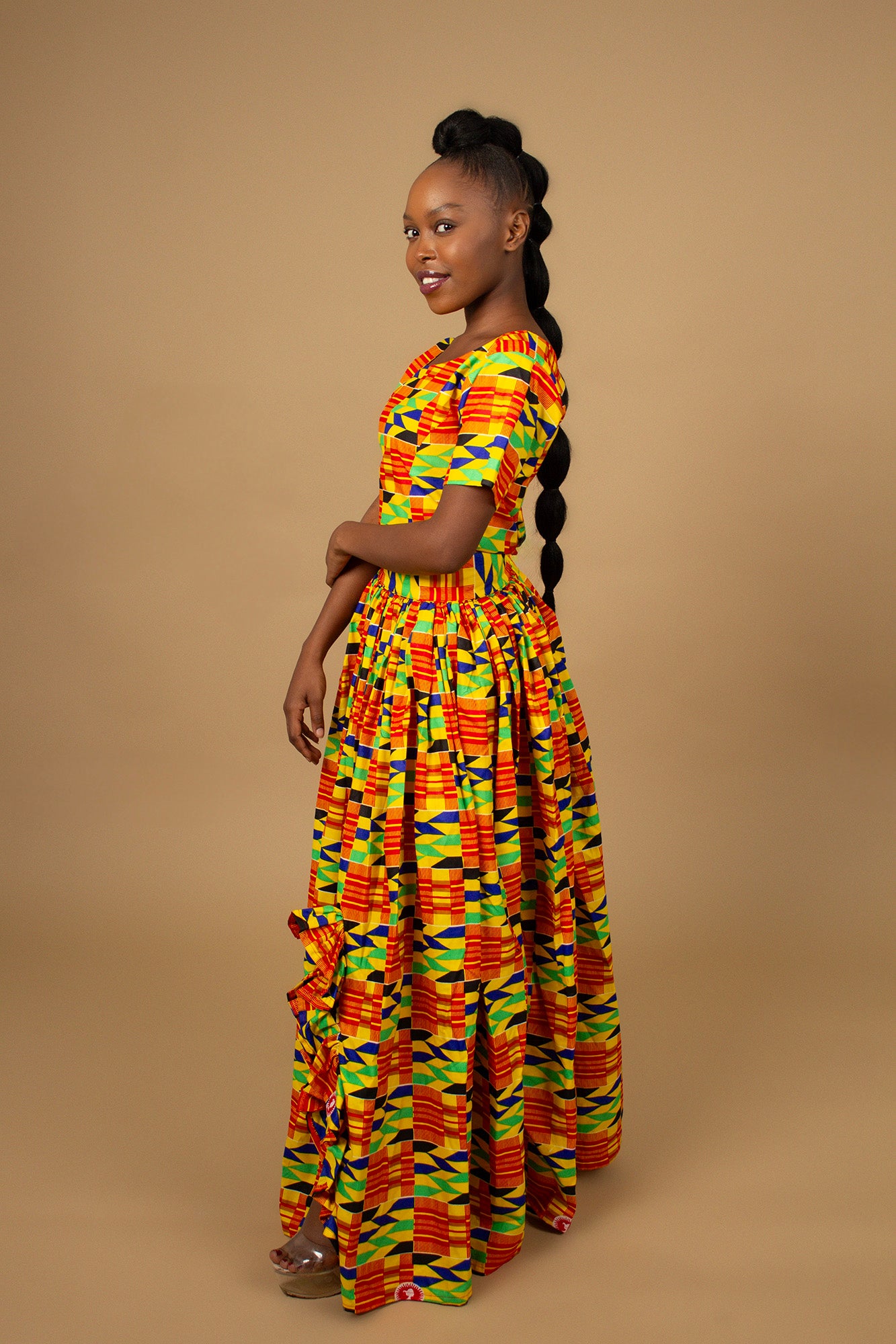 Efya Kente High Waisted African Print Maxi Skirt