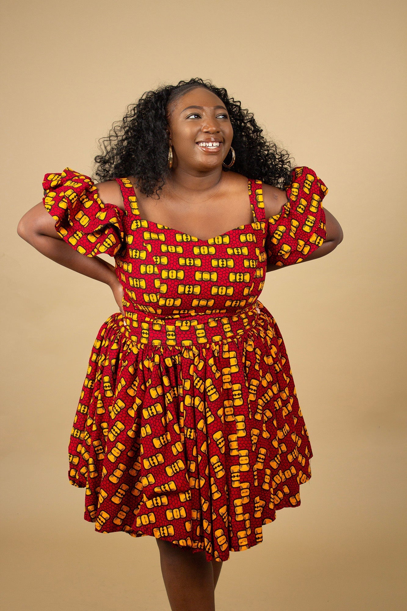 Bow African Print Skater Skirt