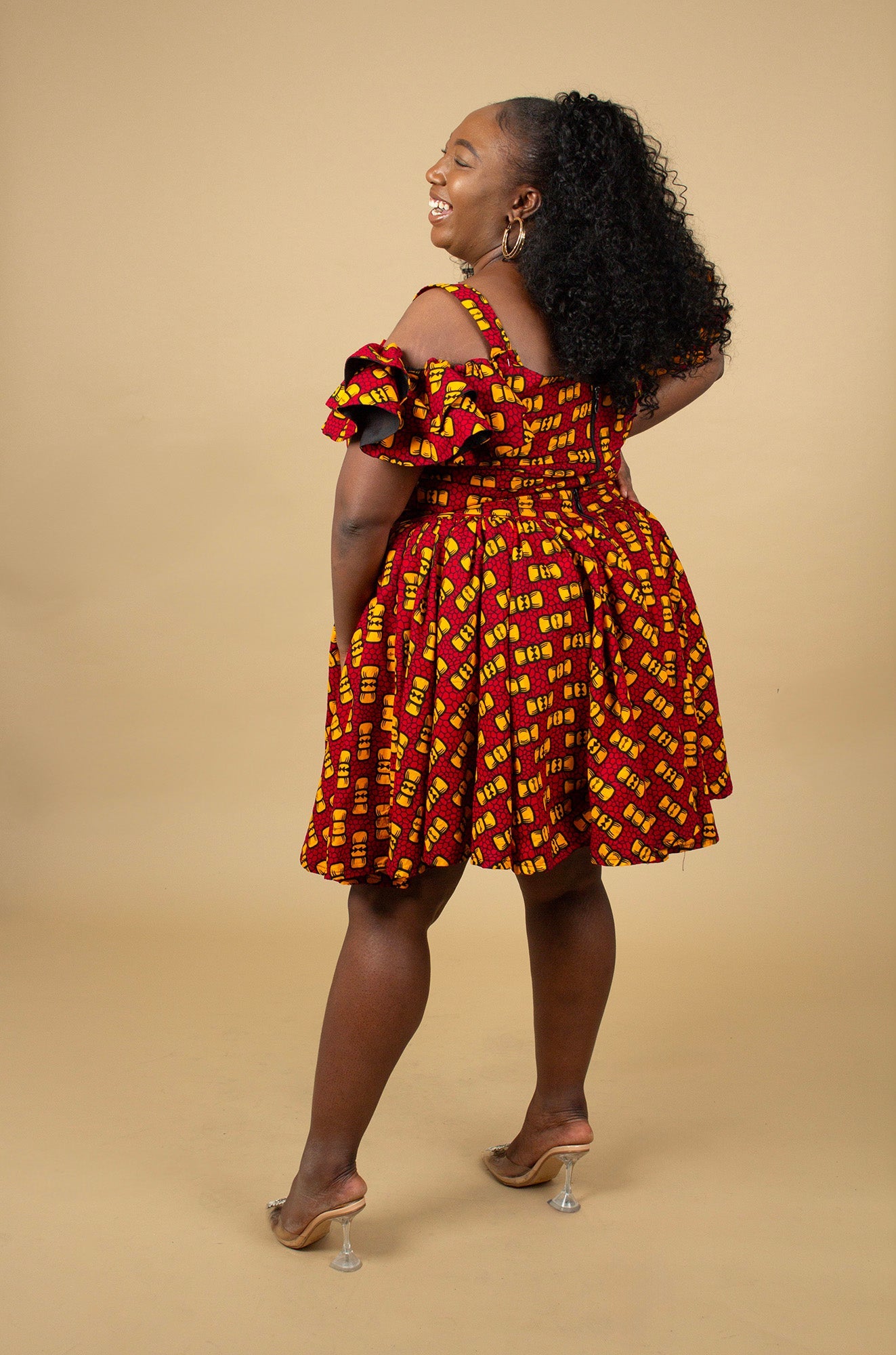 Flare Sleeved African Print Bow Crop Top