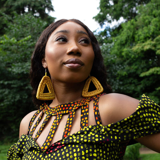 Mustard Raffia Earrings