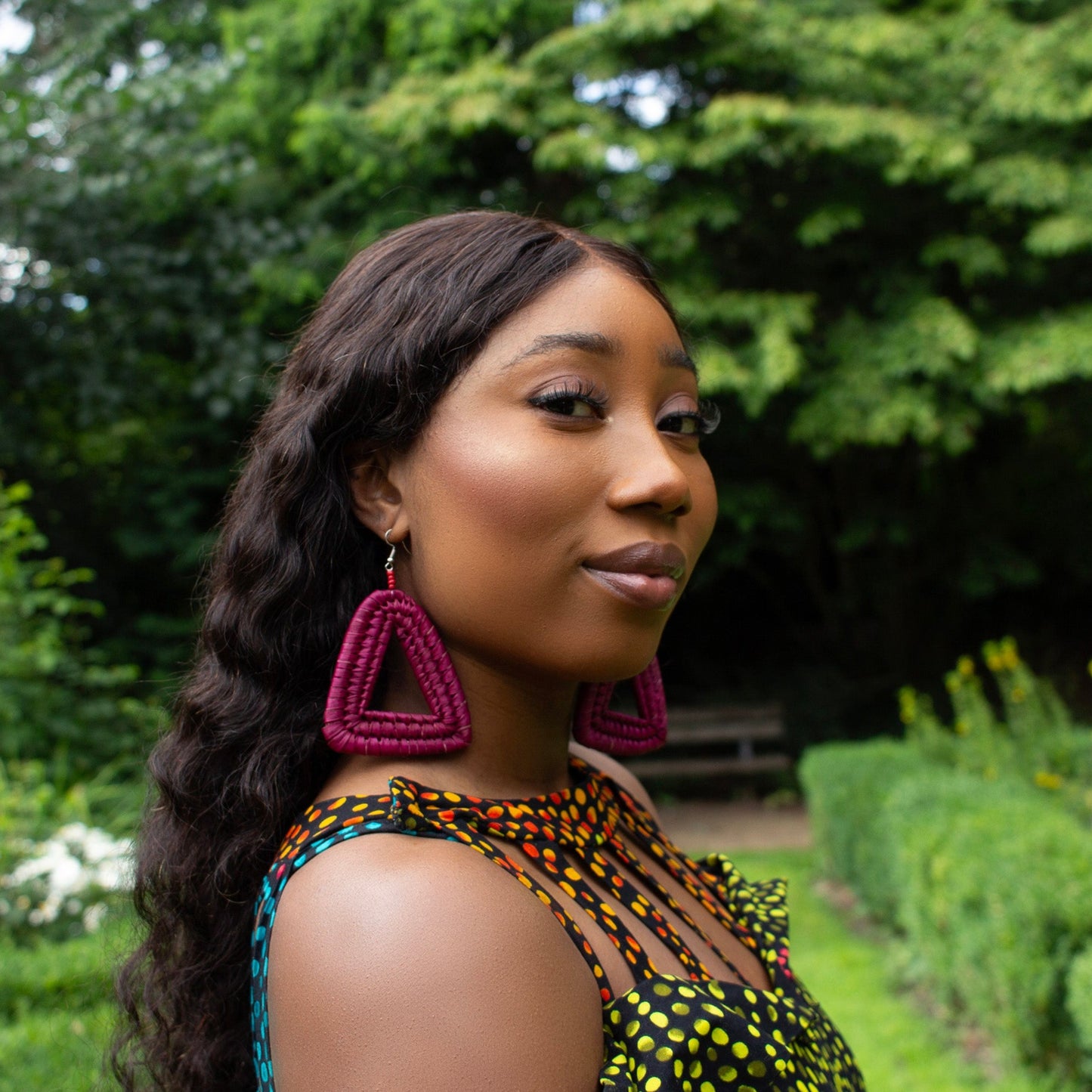 Purple Raffia Earrings