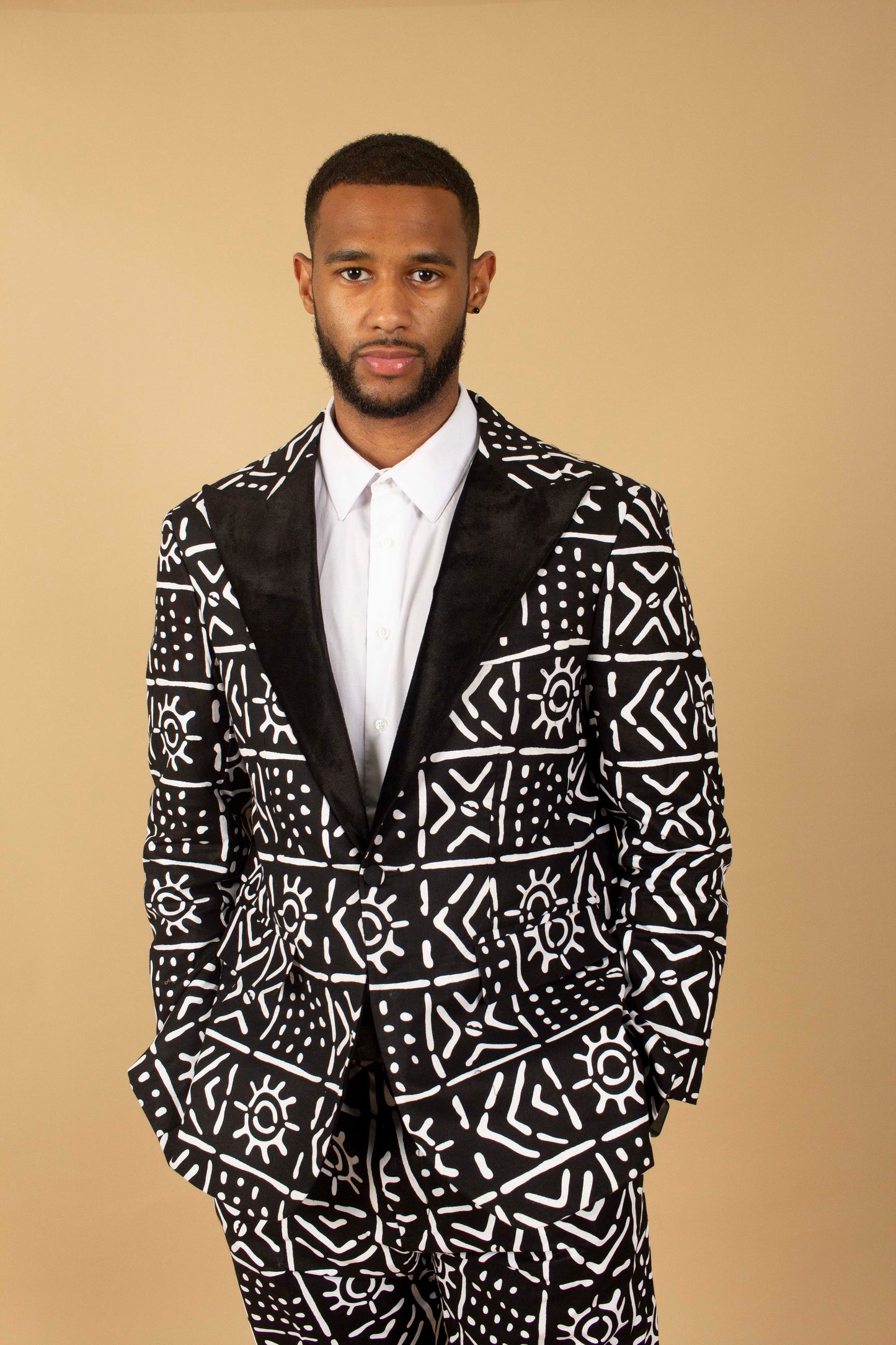 Monochrome African Print Blazer