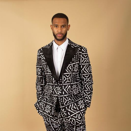 Monochrome African Print Blazer