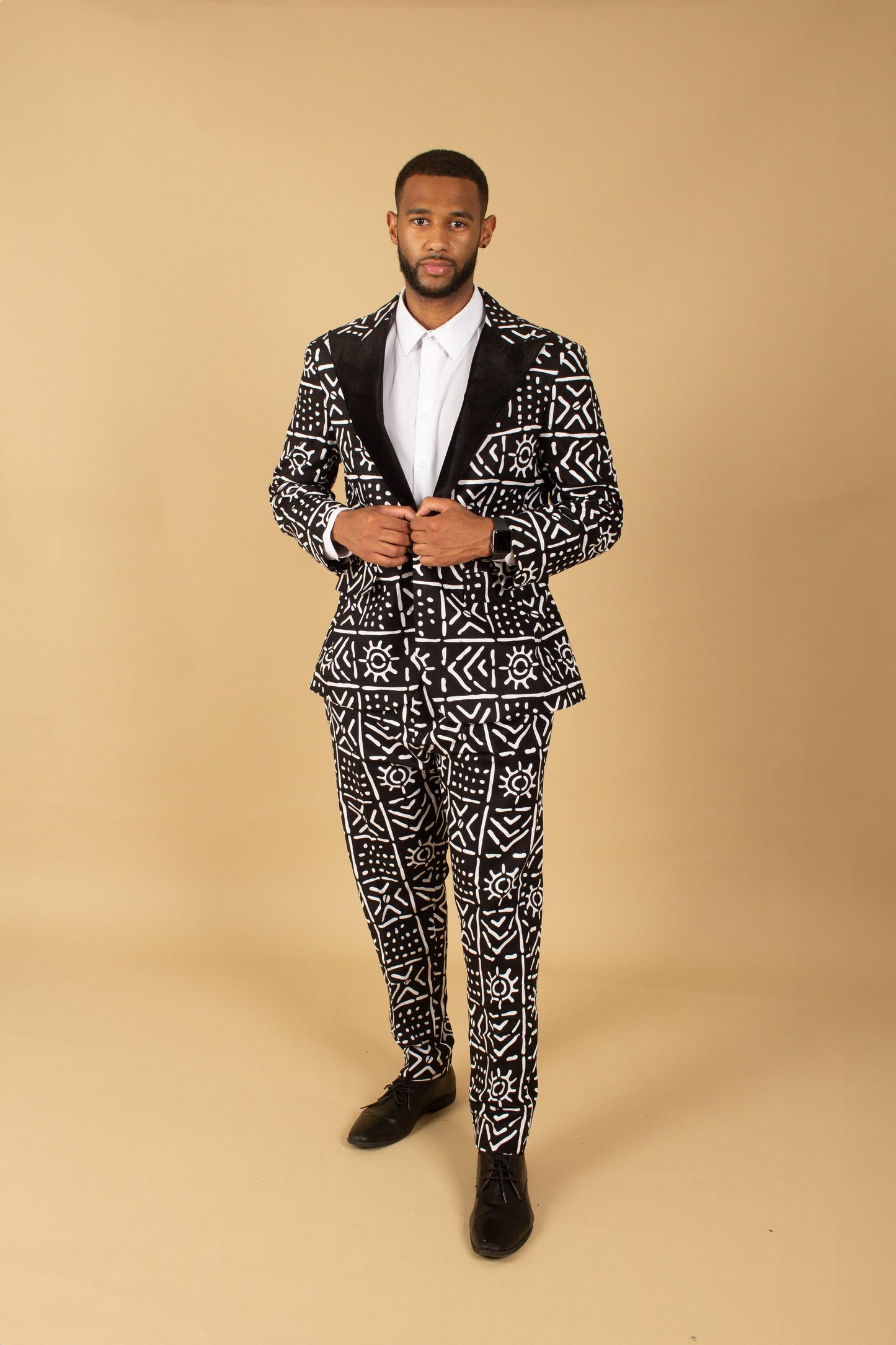 Monochrome African Print Blazer