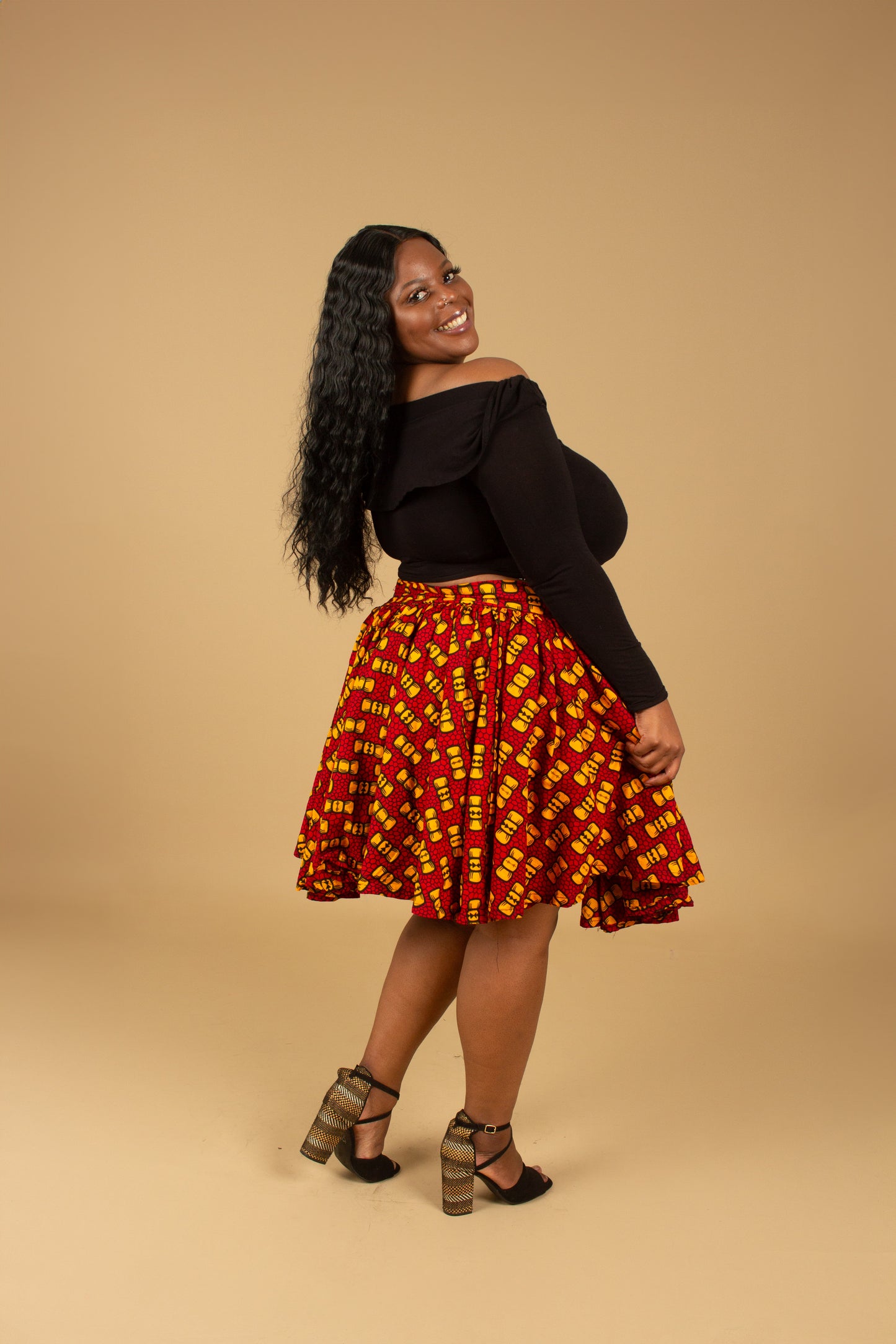 Bow African Print Skater Skirt
