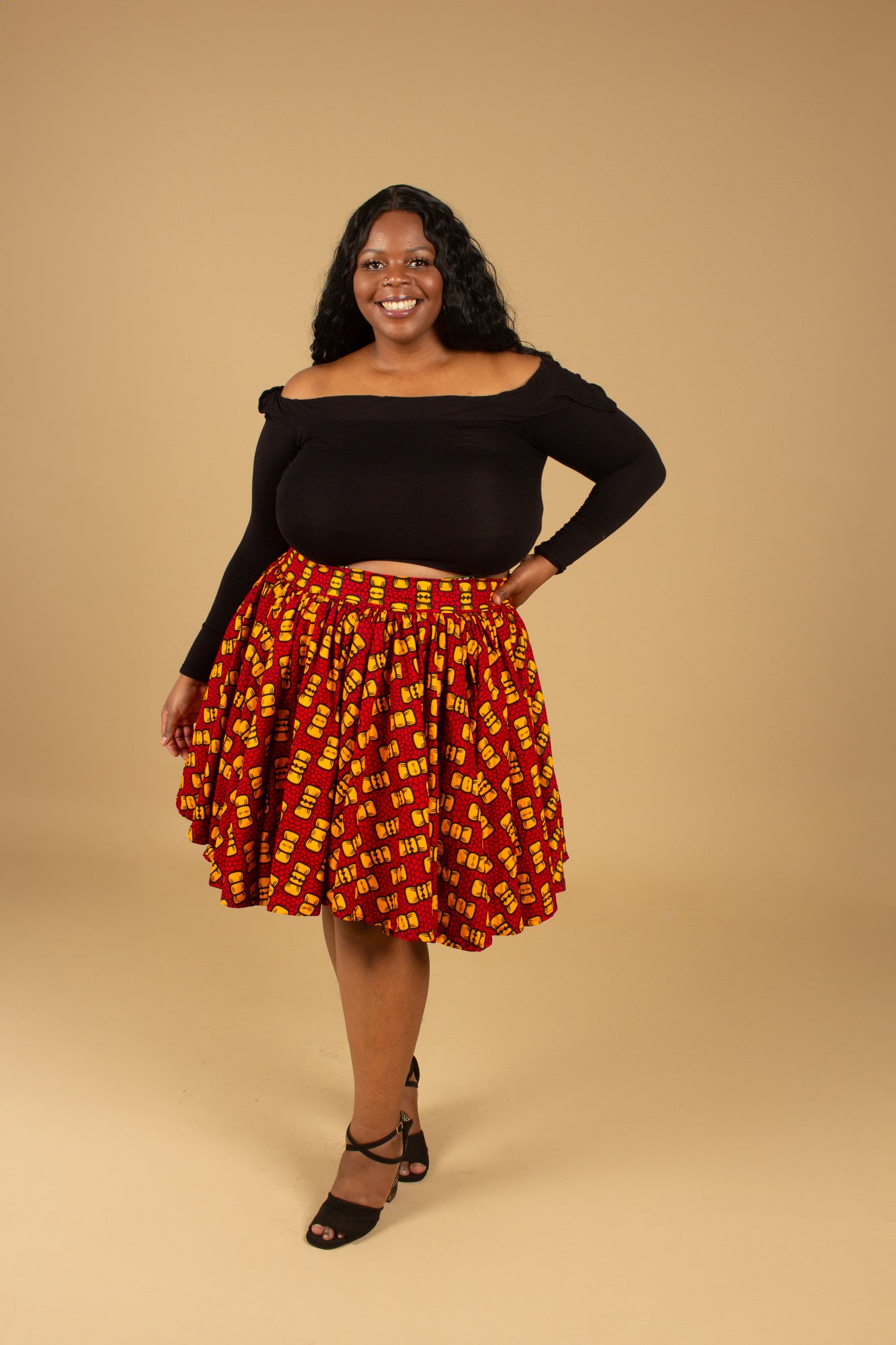 Bow African Print Skater Skirt