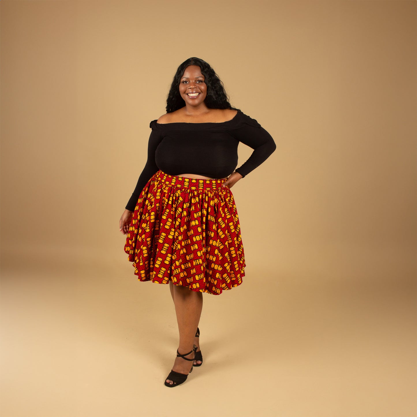 Bow African Print Skater Skirt