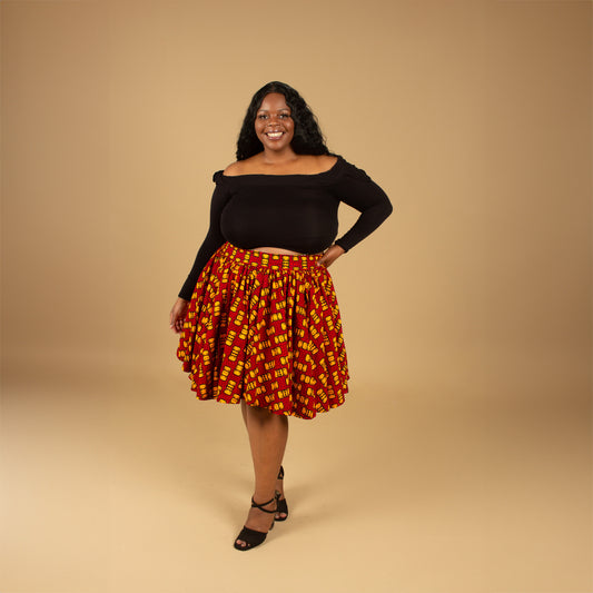 Bow African Print Skater Skirt