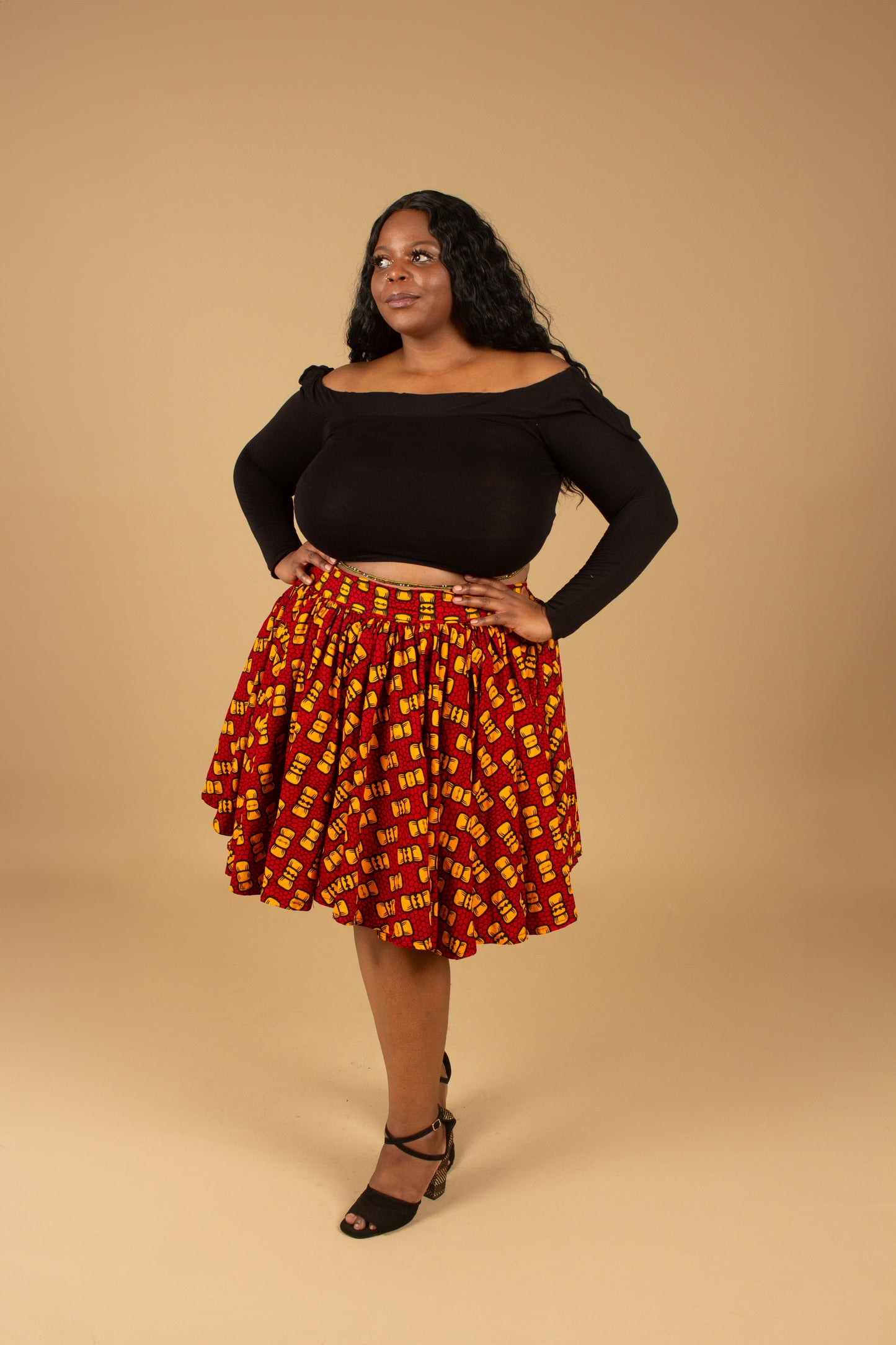 Bow African Print Skater Skirt