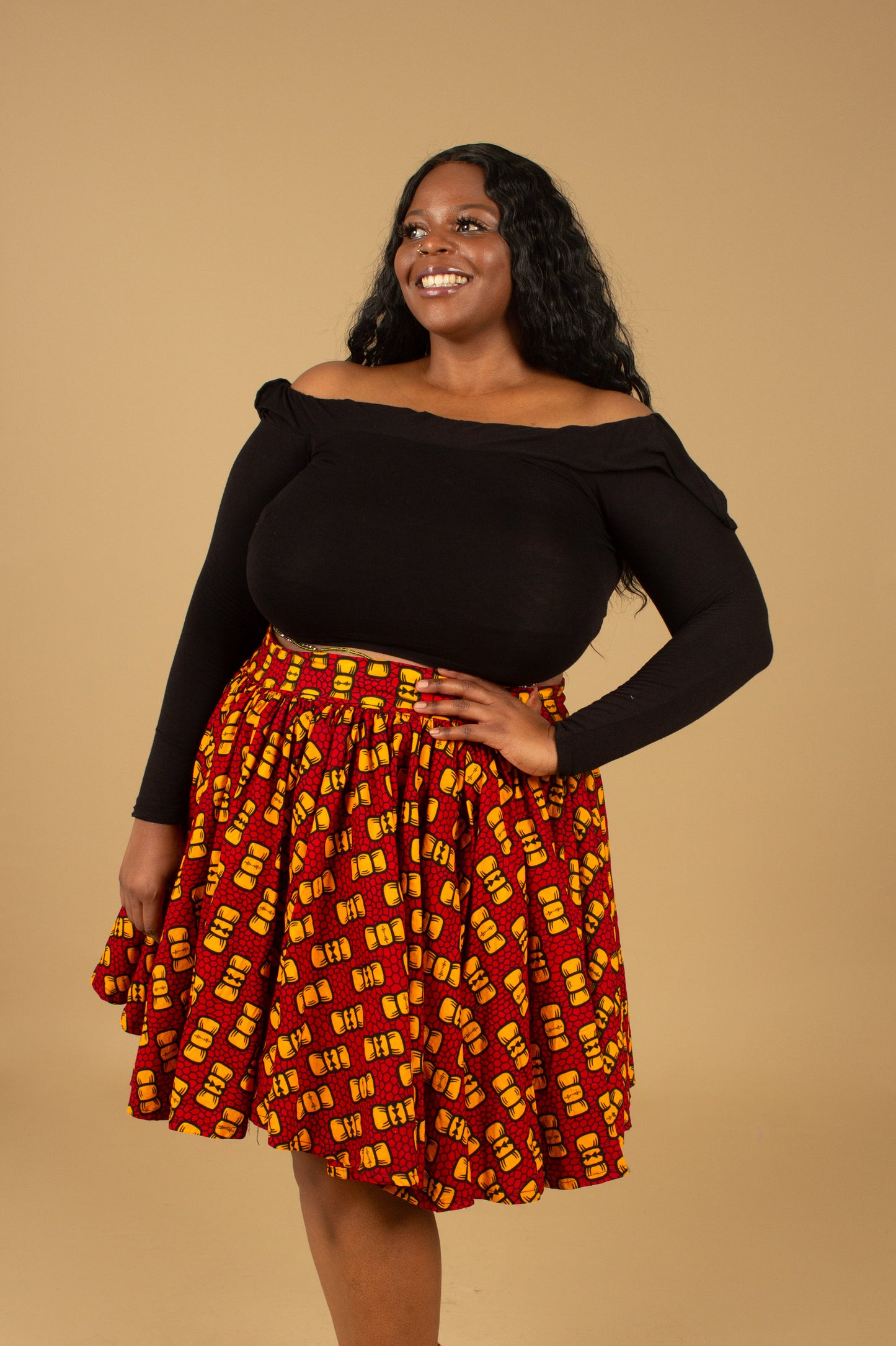 Bow African Print Skater Skirt