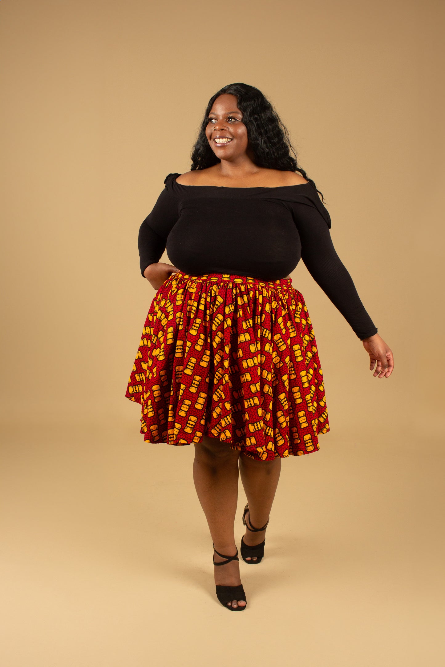 Bow African Print Skater Skirt