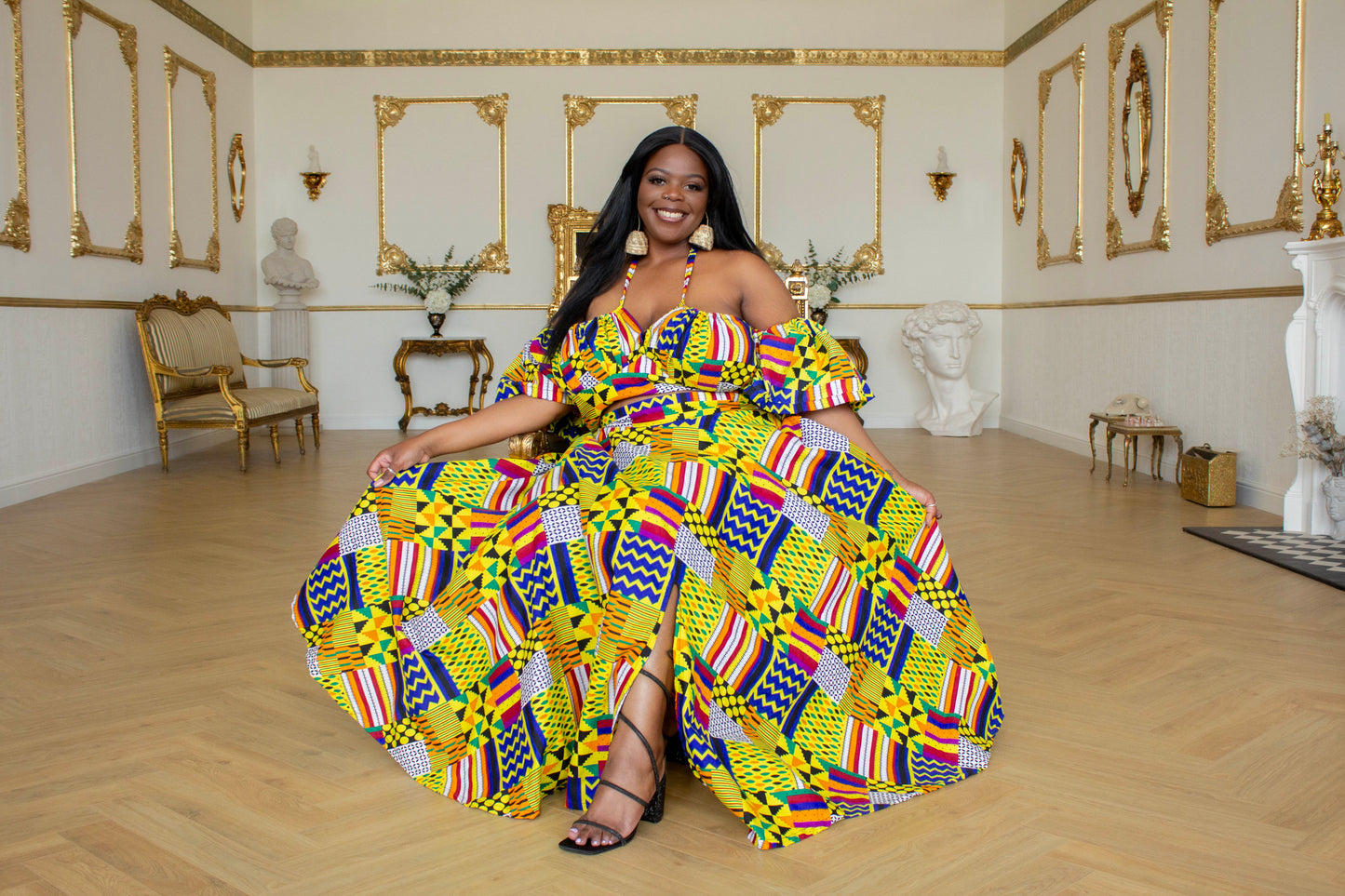 Rainbow Kente Maxi Skirt