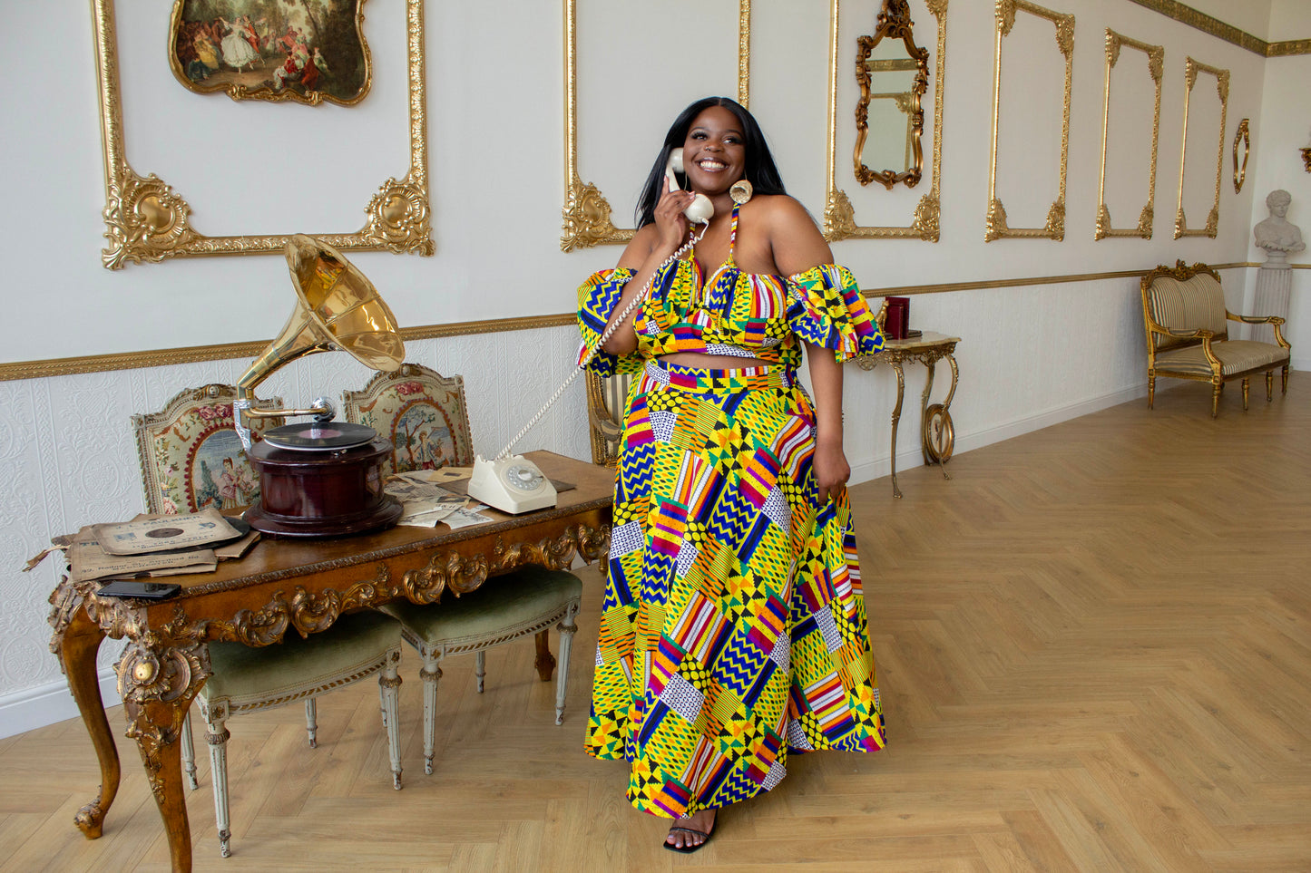 Rainbow Kente Maxi Skirt