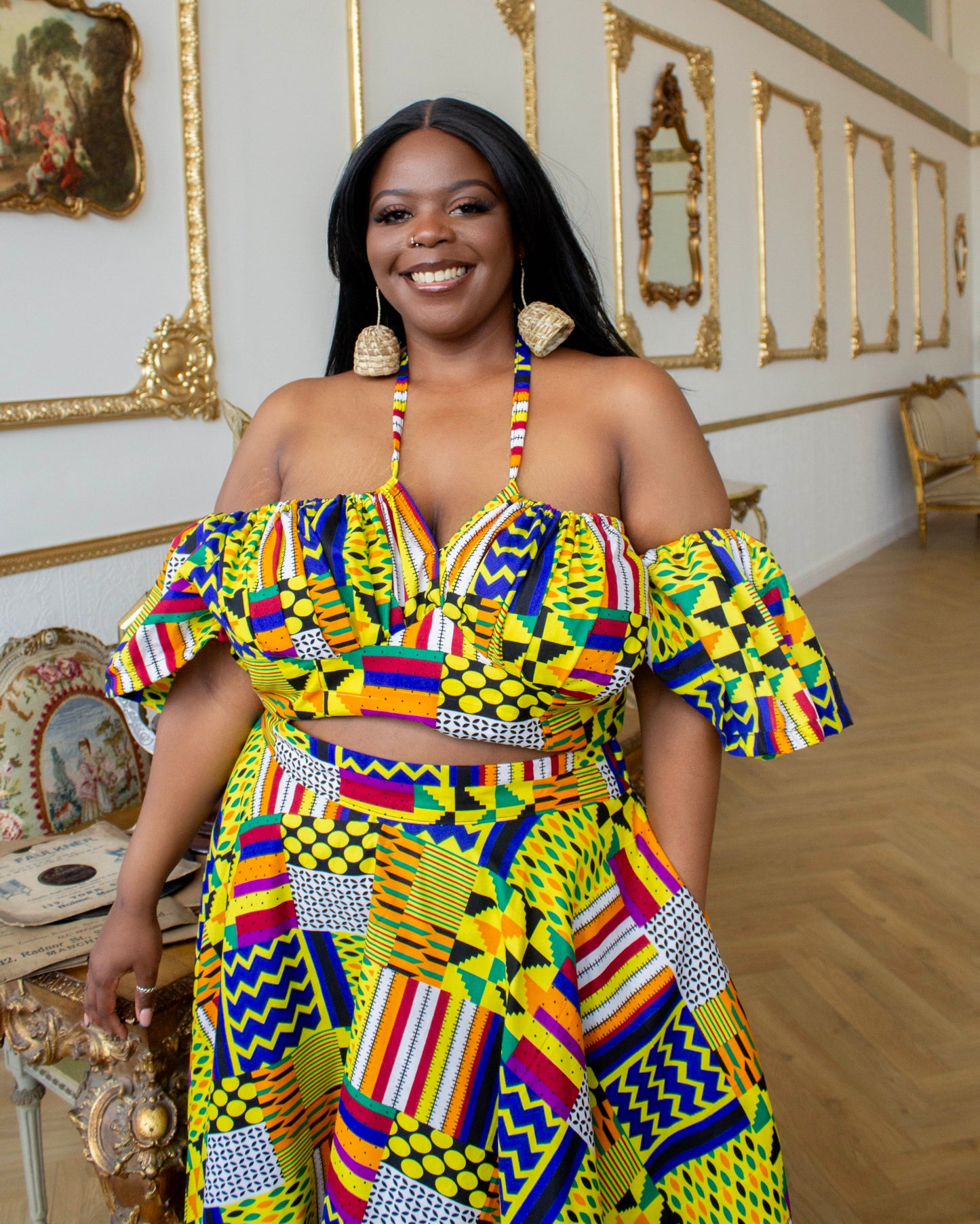 Rainbow Kente Maxi Skirt
