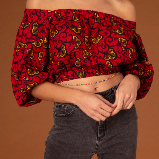 waist beads made from multicoloured clay beads
