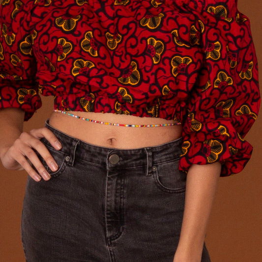 waist beads made from multicoloured clay beads