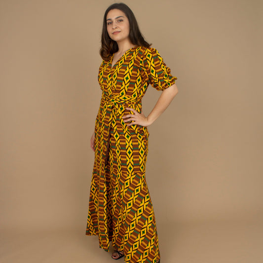 Adina Kente African Print Floor Length Wrap Dress