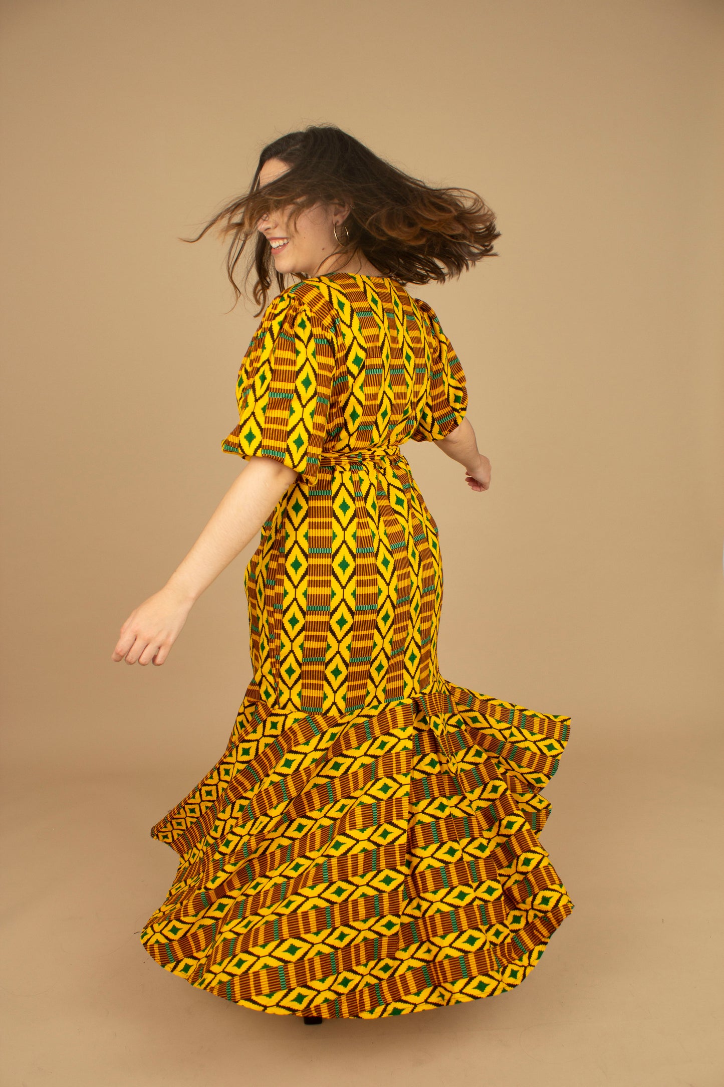 Adina Kente African Print Floor Length Wrap Dress
