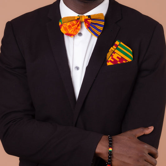 Kente Pocket Square & Bow Tie Set