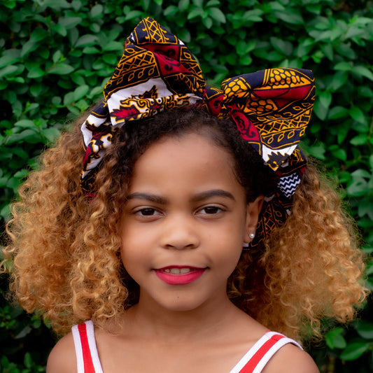 Teju African Print Ankara Girls Bow Headband