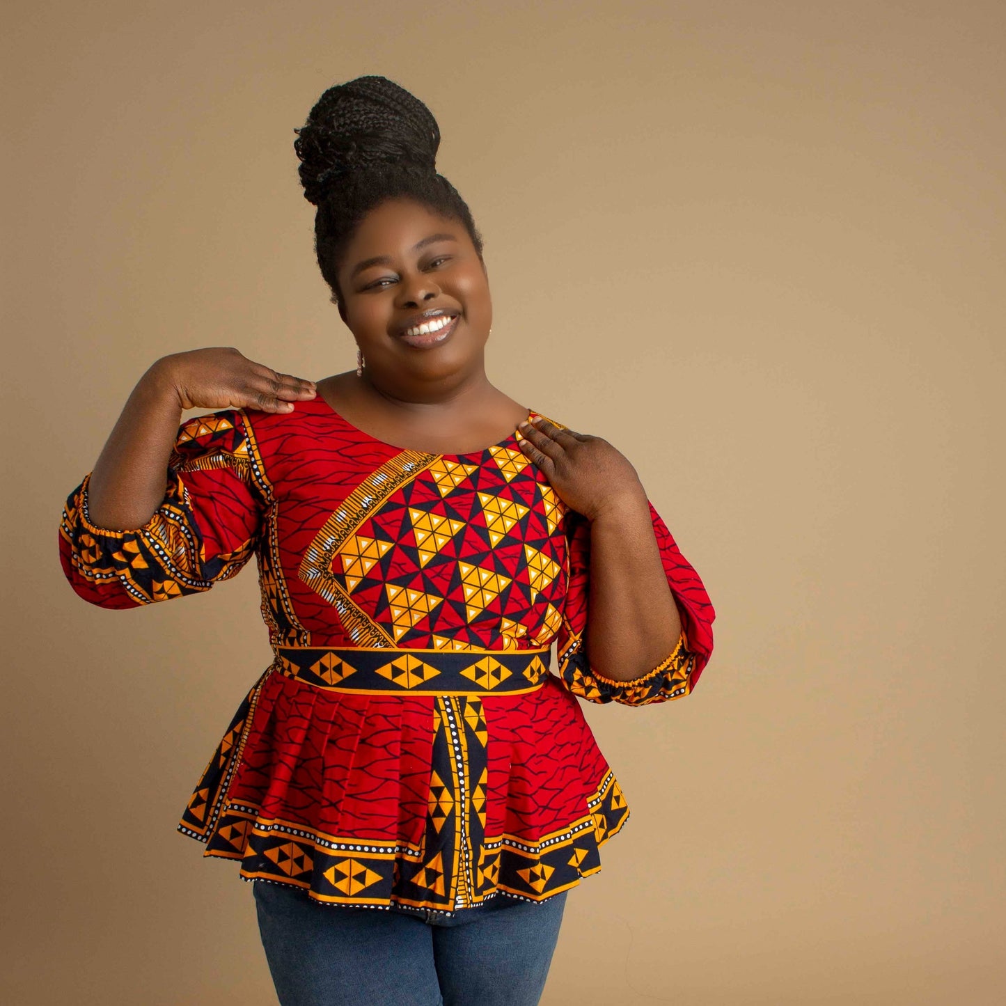 Remi Balloon Sleeved Peplum Top