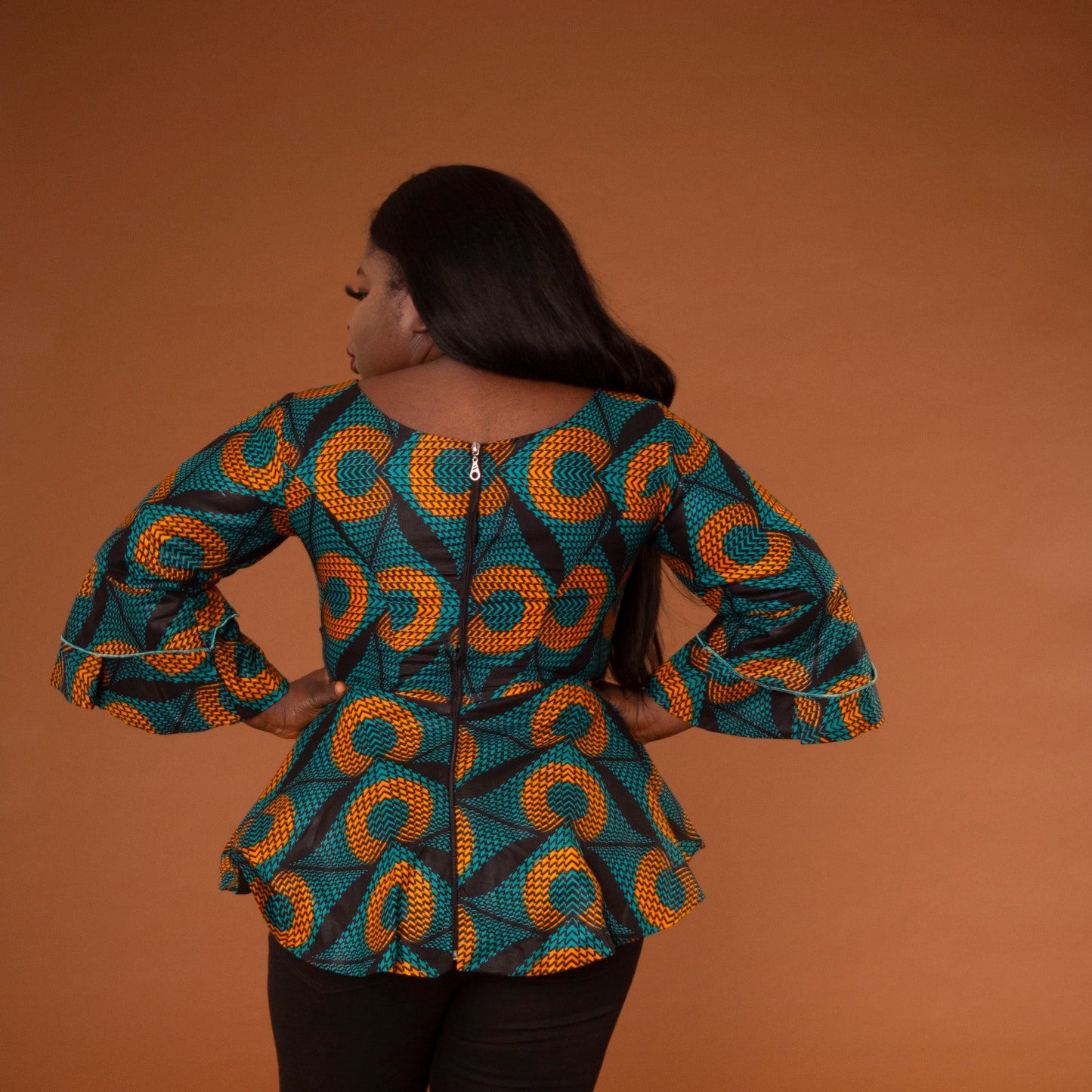 Adetayo Peplum Flared-Sleeve Top