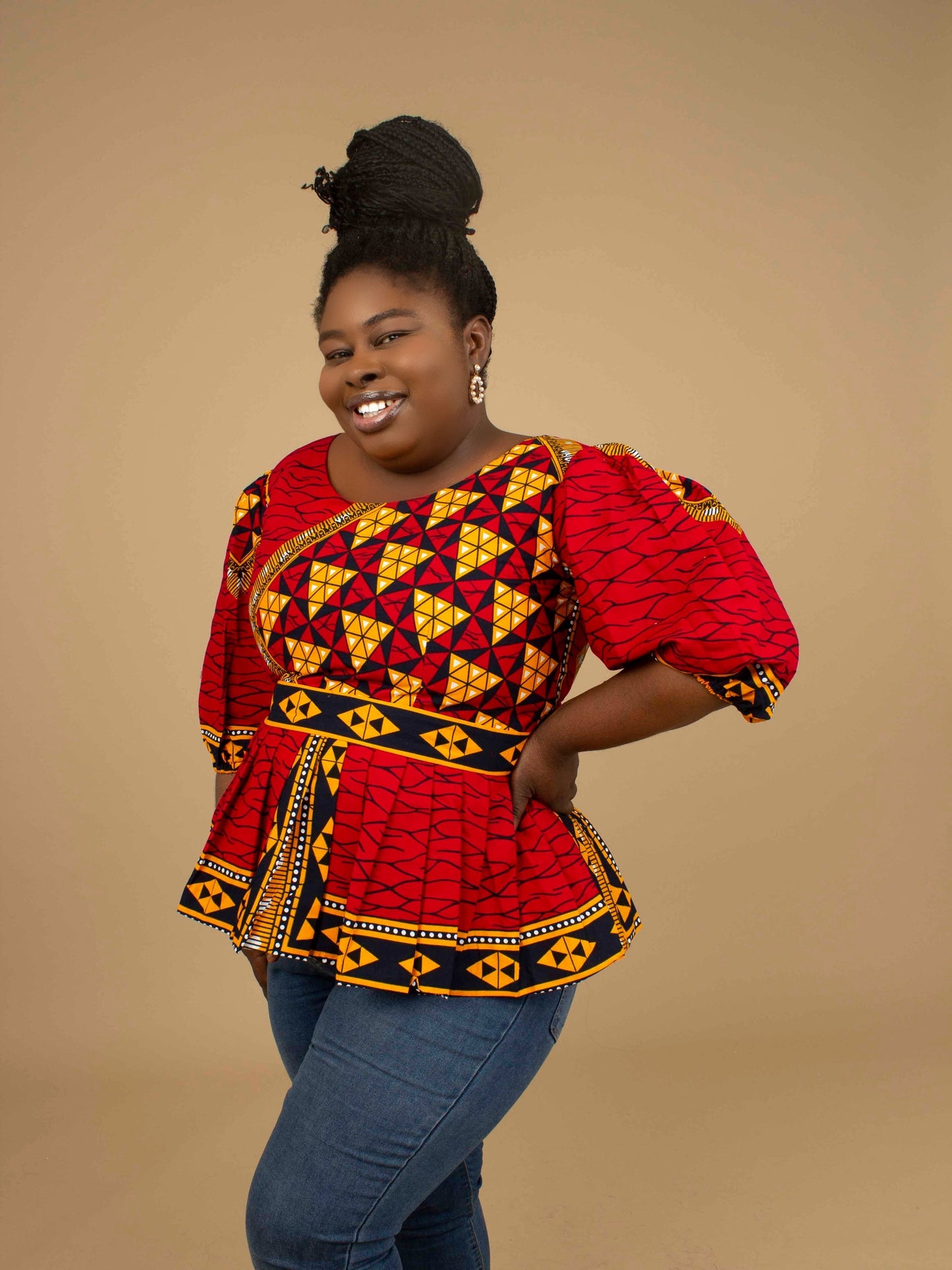 Remi Balloon Sleeved Peplum Top