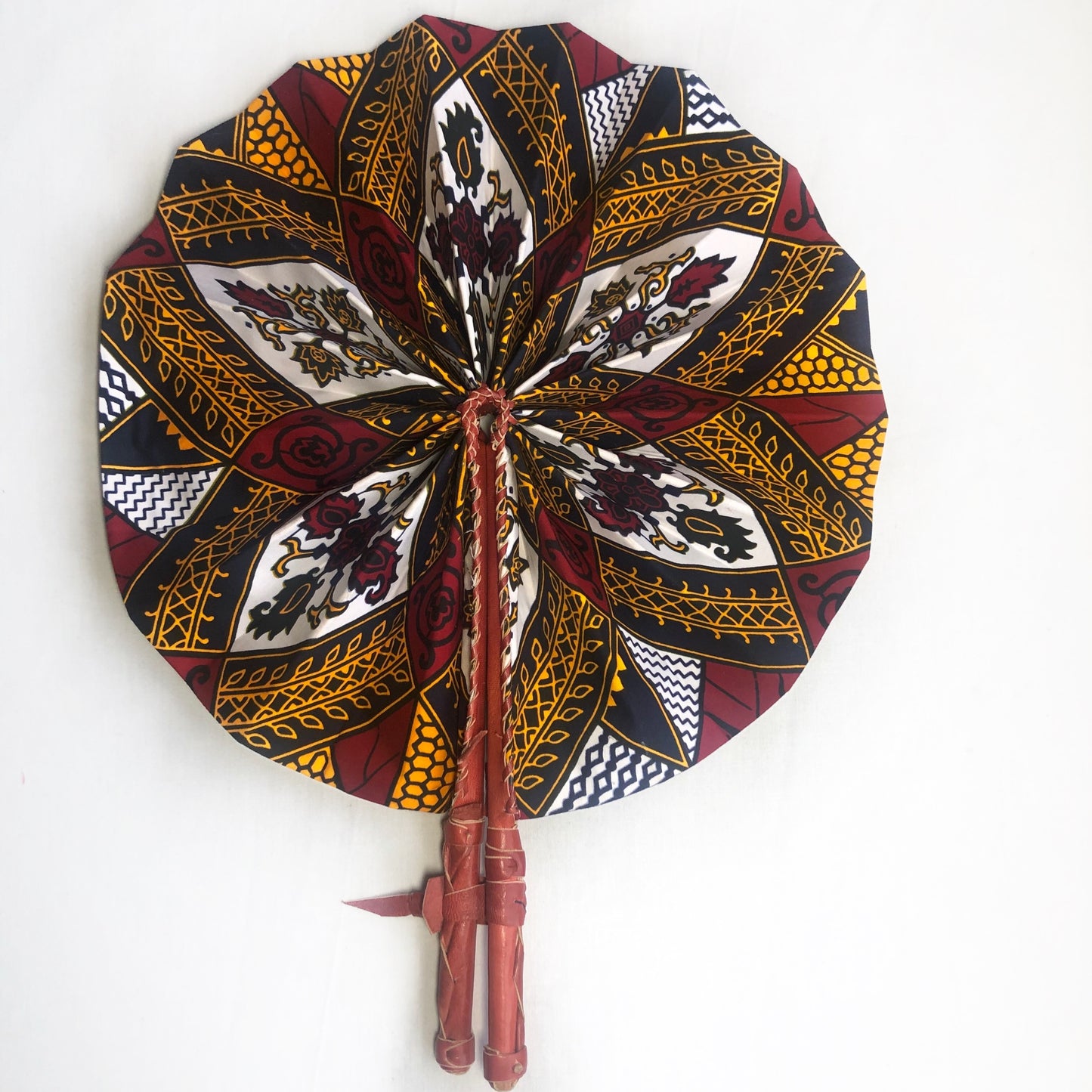 Teju African Print Leather Bound Fan