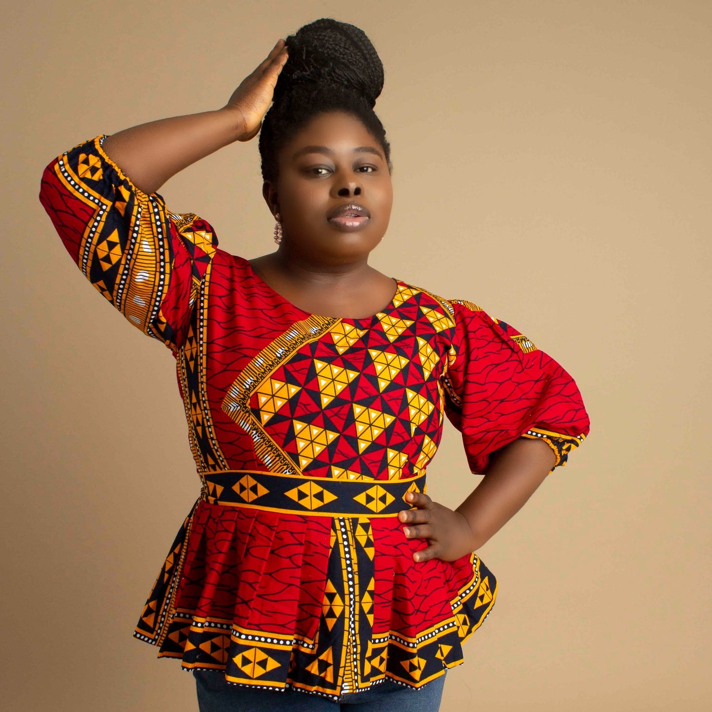 Remi Balloon Sleeved Peplum Top