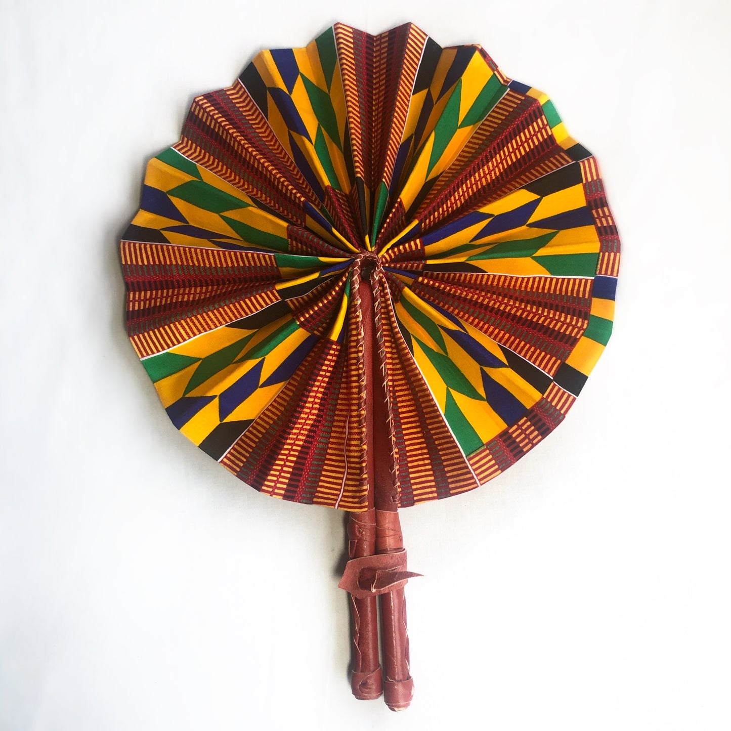 Kente African Print Leather Bound Fan