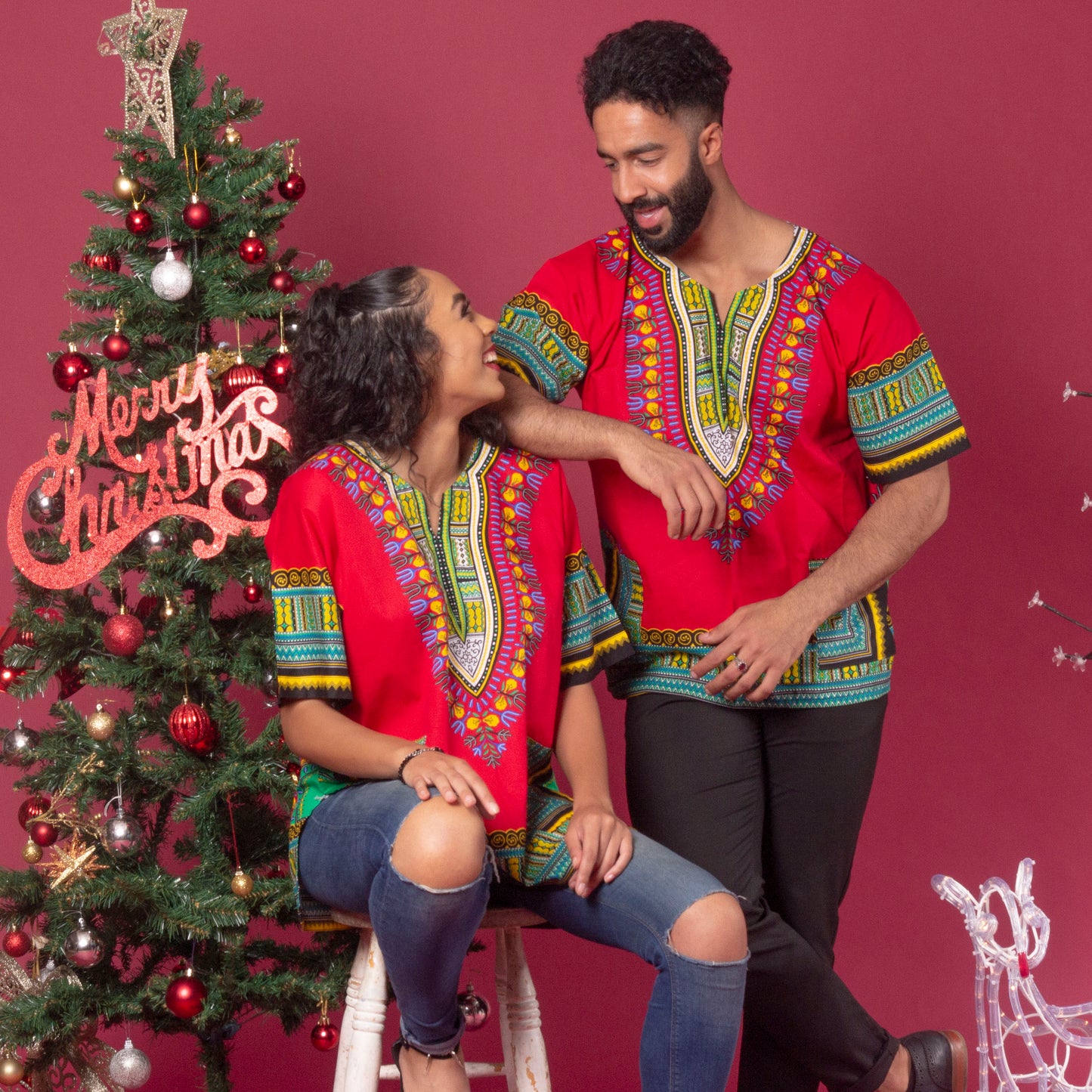 Red African Print Dashiki